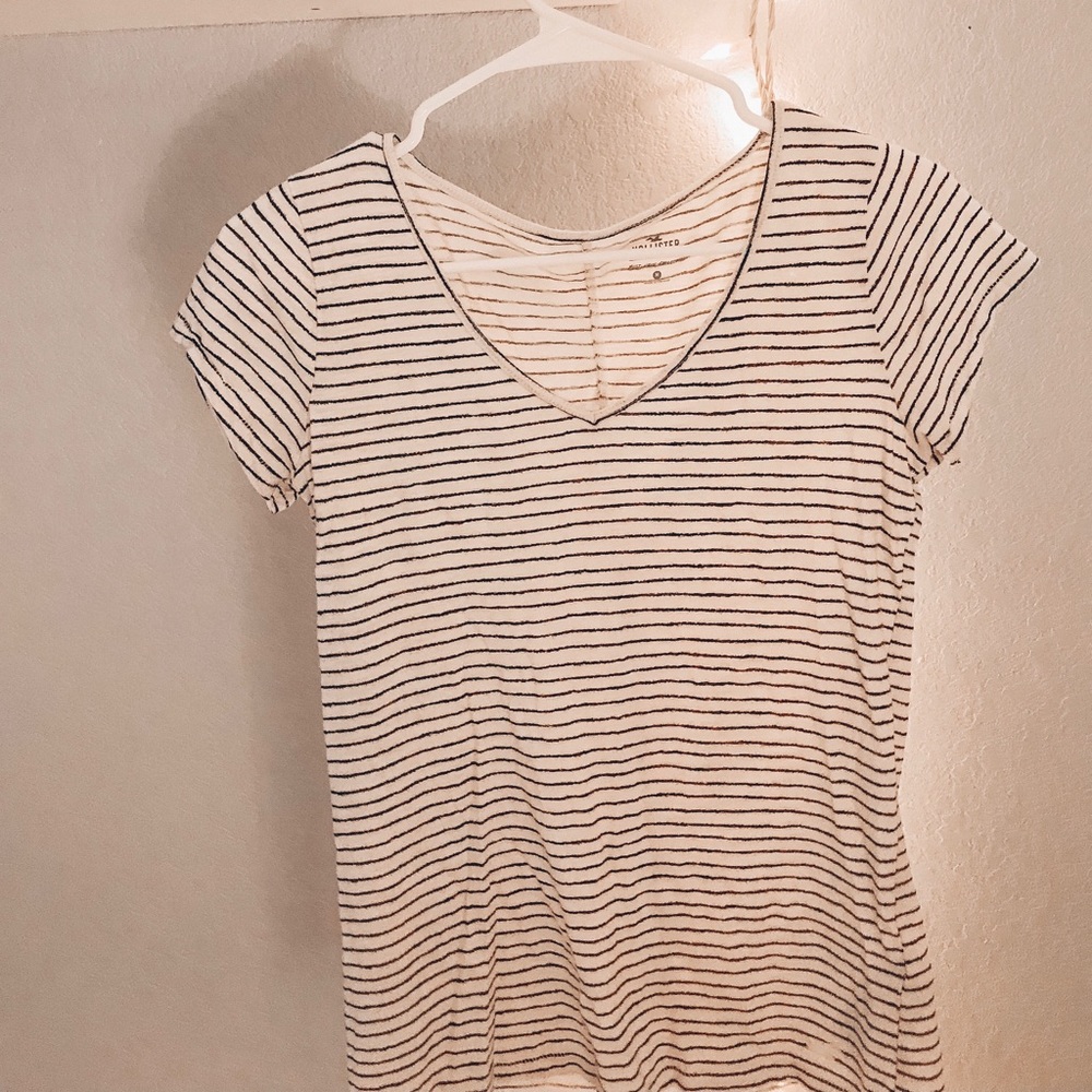 Black & White Striped V Neck